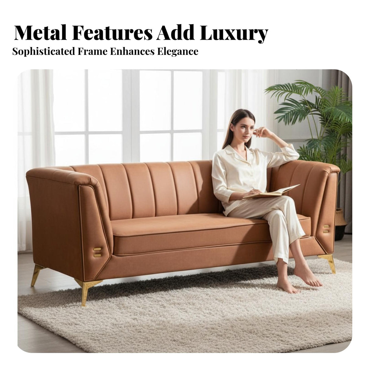 Light Luxury Design 3-Seater Couch Nordic design 3-Seater Modern Settee Minimalist Aesthetic Sofa Comfortable for Apartment Dwellers, Homeowners, Business Owners, Living Room, salon, Reception Area, Studio