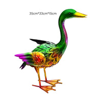 2 Pieces Vivid Colors Duck Statue Hand Painted Metal Duck Sculpture Retro Design for Outdoor