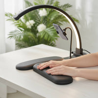 Arc-Shaped-Shaped Semi-Circular Nail Lamp Dimmable Nail Art Lamp with Hand Rest Adjustable Manicure Light with Phone Holder High CRI for Manicurists, Beauty Content Creators, Home Salons