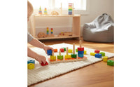 Wooden Geometric Shape Sorter Paint Shape Sorter Counting Toy Educational Assembling Blocks Sleek Edges for Young Children
