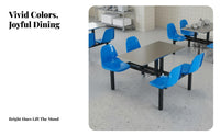 4-Person Cafeteria Table Rust-Resistant School Cafeteria Table Set Easy to Clean Commercial Furniture for Students, Employees, Restaurant, Kitchen