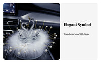 Cute Design Crystal Swan Car Ornament Feather and Pearl Details Car Dashboard Swan Figurine Perfect Gift for Women, Drivers, Home, Bookshelf