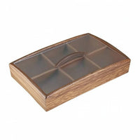 Divided Snack Tray Wood Grain Wooden Tray with Dividers Rectangular Platter for Hosts, Families, Parties, Coffee Table, Countertop