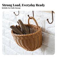Retro Design Ginger Garlic Storage Basket Rustic Charm Imitation Rattan Storage Basket Space-Saving for Cooks, Pantry, Bathroom, Dining Room