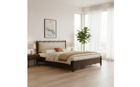 Solid Wood Bed Retro Style Storage Headboard Bed Easy to Clean for Guest Room