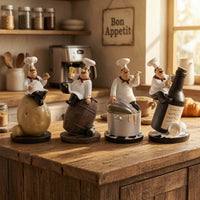 4 Pieces Chef Figurine Jolly Resin Figurine Charming for Cafe
