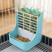 Bunny Hay Feeder with Hanging Hay Feeder Hooks, 2-in-1 Hay Rack and Food Bowl for Guinea Pigs, Anti-Waste Design for Chinchillas