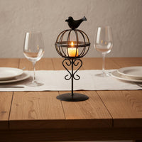 Romantic Atmosphere Birdcage Candle Holder Rustic Charm Vintage Birdcage Lantern Whimsical Design Hollow Iron Candlestick Shabby Chic for Tabletop, Living Room, Patio