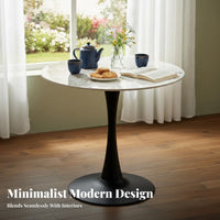 5 Pieces Modern Design circular table with 4 Shell Chairs Sturdy Construction Household Furnishing Ergonomic supportrest for Business Owners, Apartment Dwellers, Reception Area, Meeting Room, Small areas, Kitchen