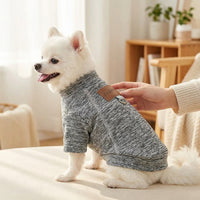 Dog and Cat Pullover, Warm Fleece Lined Sweater for Small Animals, Unisex Mock Autumn Winter Clothing