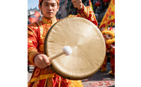 Hand Gong Brushed Gong with Mallet Convex Percussion for Schools, Lion Dance