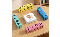 Letter Matching Toy Wooden Spelling Game Alphabet Blocks Color-Coded Flash Cards Phonics for Preschoolers, Homeschool, Classroom