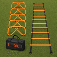 Agility Hurdles Set, 6m coordination ladder with 5 hurdles and 4 ground pegs, training set for football speed training
