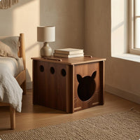 Wooden Square Feline House Ventilated Indoor Feline House Flat Top
