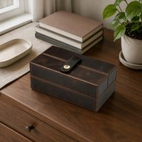 Flip-Top Lid Leather Watch Box Retro Design Personal Storage