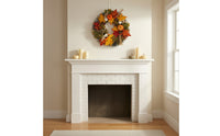Artificial Fall Wreath with Pumpkins Full Maple Leaf Wreath with Pinecones Textured Farmhouse for Homeowners, Decorators, Entryway, Thanksgiving