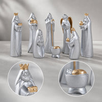 8 Pieces Nativity Scene Figurines Tabletop Nativity Set Resin Decorations for Mantel, Bookshelf