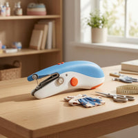 Compact Mini Electric Sewing Machine Metal Needle Handheld Sewing Machine Curved Shape Stitching Device Easy to Use for Mending