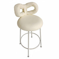 Nordic Design Upholstered Stool with supportrest Light Luxury design Spindle support Counter Stool Padded Seat High Chair Sturdy construction for Homeowners, Business Owners, Interior Designers, Cafe, Restaurant, Bistro, Kitchen