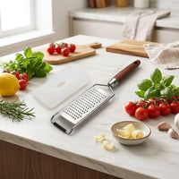 Stainless Steel Grater, Daikon Grater, Cheese Grater, Condiment Grater, Bow-shaped, Wooden Handle, for Home Cooking
