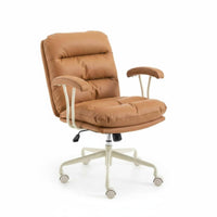 Adjustable Height Upholstered Rolling Task Chair 360-Degree Swivel Upholstered Rolling Armchair Ergonomic Design Office Furniture Padded Cushion for Students, Telecommuting Workers, Adults, Study Room, Bedroom