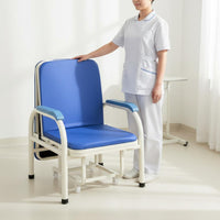 2-in-1 Design Convertible Hospital Escort Chair Space-Saving Folding Companion Chair Bed High Load Capacity Portable Single Sleeper Cot No Assembly Required for Caregivers, Home Care