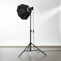Foldable Design 2.8m Lighting Tripod Solid Locking Capability Coil Cushioned Light Stand Anti-Slip Feet Coil Cushioned Studio Tripod Universal 1/4" Mount for Photographers, Videographers
