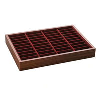 Walnut Finish 40-Slot Bracelet Tray Wood-Look Bracelet Organizer Tray Metal Loop Supports