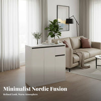 Multi-Functional Sofa Partition Cabinet Slate Countertop Sideboard Strong Load-Bearing Indoor Storage Sturdy Construction for Apartment Dwellers, Homeowners, Interior Design Enthusiasts, Living Room, Dining Area, Entryway, Hallway