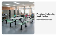 4 Person Dining Table Easy to Clean Unified Dining Unit High Load Bearing Rectangular Fast Dining Table for Employees, Cafeteria, Service Area