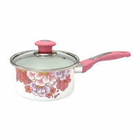 Thickened 18 Cm Enamel Pot Induction Compatible Single Handle Saucepan Sturdy Enameled Milk Pot Even Heating for Gas Cooker, Stovetop
