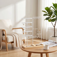 Freestanding Jewelry Stand with Wooden Base AllAll-in-One Necklace and Earring Holder Stable Jewelry Display Stand Sturdy for Vanity