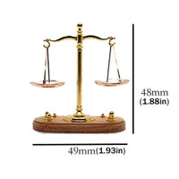 Realistic Design Miniature Balance Scale Metal Construction 1:12 Scale Weighing Model Wooden Base Toy Accessory Gold Finish for Collectors, Hobbyists, Kids, Miniature Scene, Office