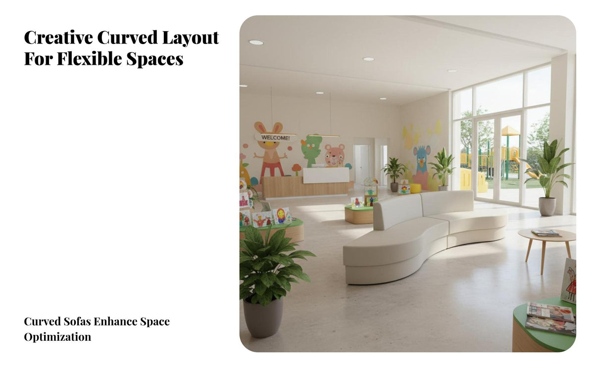 Modern design Curved Sectional Sofa Piece Creative Shape Public Seating high-resilience Foam configurable Couch No Assembly Required for Parents, Visitors, Business Clients, Kindergarten, Waiting Room, Reception Area, Office