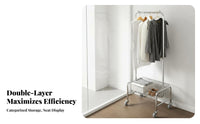 On Wheels Mobile Garment Stand Large Capacity Freestanding Garment Rack Easy Assembly Rolling Clothes Rack Heavy Duty for Retail Shop Owners, Apartment Dwellers, Homeowners, Small Areas, Bedroom, Dorm Room, Entryway