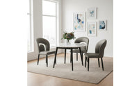High-Resilience Foam Cushion Upholstered Leather Dining Chair Stable Frame Curved Back Side Chair Anti-Slip Foot Pads Household Furniture Waterproof for Kitchen