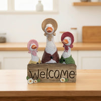 Duck Welcome Sign Cottagecore Welcome Plaque with Ducks Decorative Wooden Plaque for Gardeners, Front Door