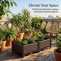 6-Pack Elevated Raised Garden Bed with Legs, Planter Boxes for Outdoor Plants, Breathable Nursery Planter Box for Balcony Flower Vegetables