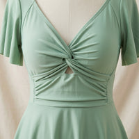 One-Piece Swimsuit for Women with Short Sleeve Design for Water Sports, Modest with Integrated Skirt for Coverage