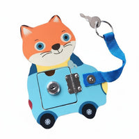 Develops Fine Movement Skills Busy Board Accessory Hand-Eye Coordination Wooden Creature Lock Toy Polished Edges Creature Latch Board for Preschoolers, Toddlers, Babies, Kindergarten, Quiet Time, Travel