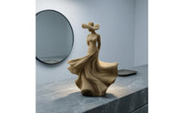 Flocked Nordic Woman Figurine Velvet-Like Hat Lady Figurine Draped Skirt Standing Woman Statue Sculptural
