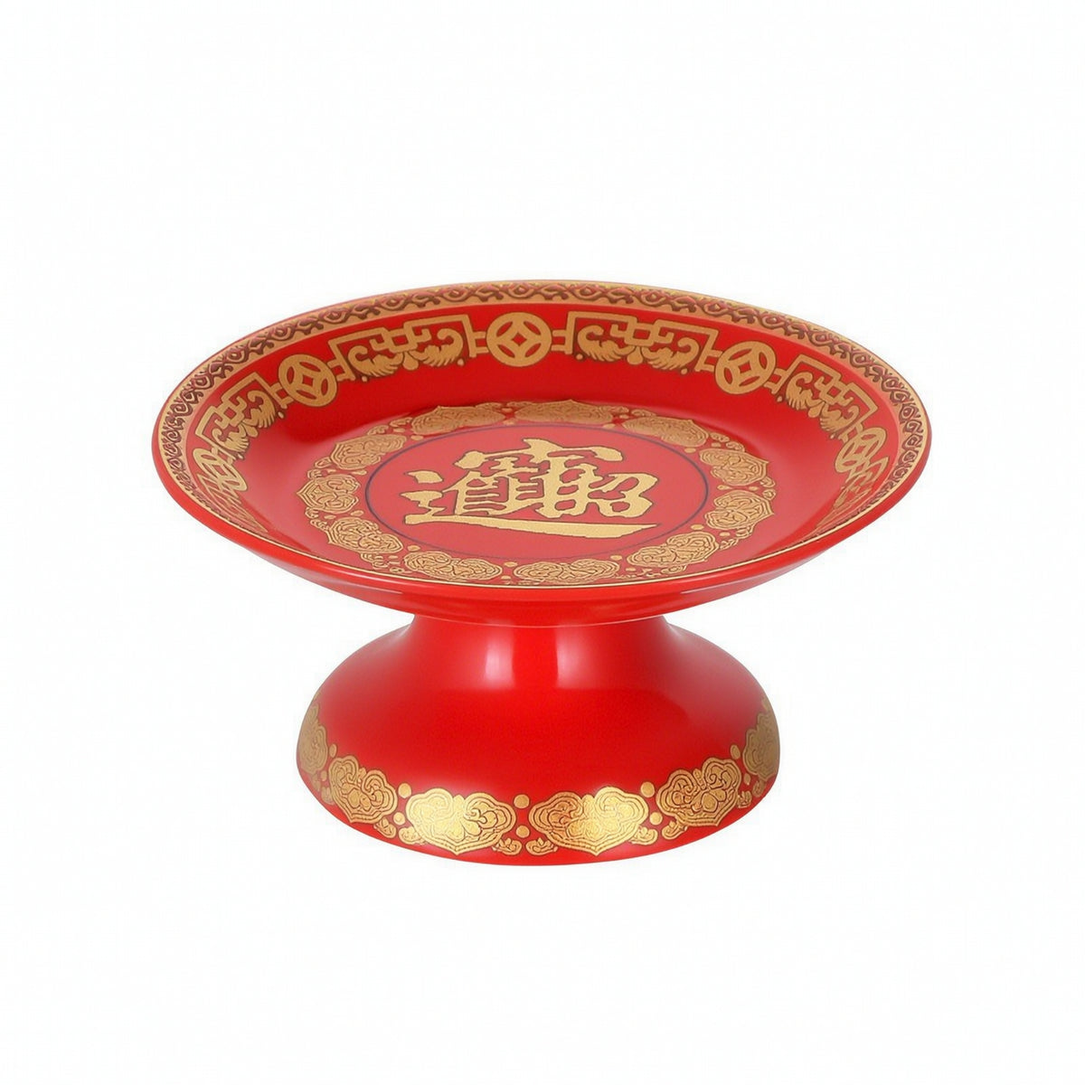 Ceramic Fruit Offering Plate with Lotus Design