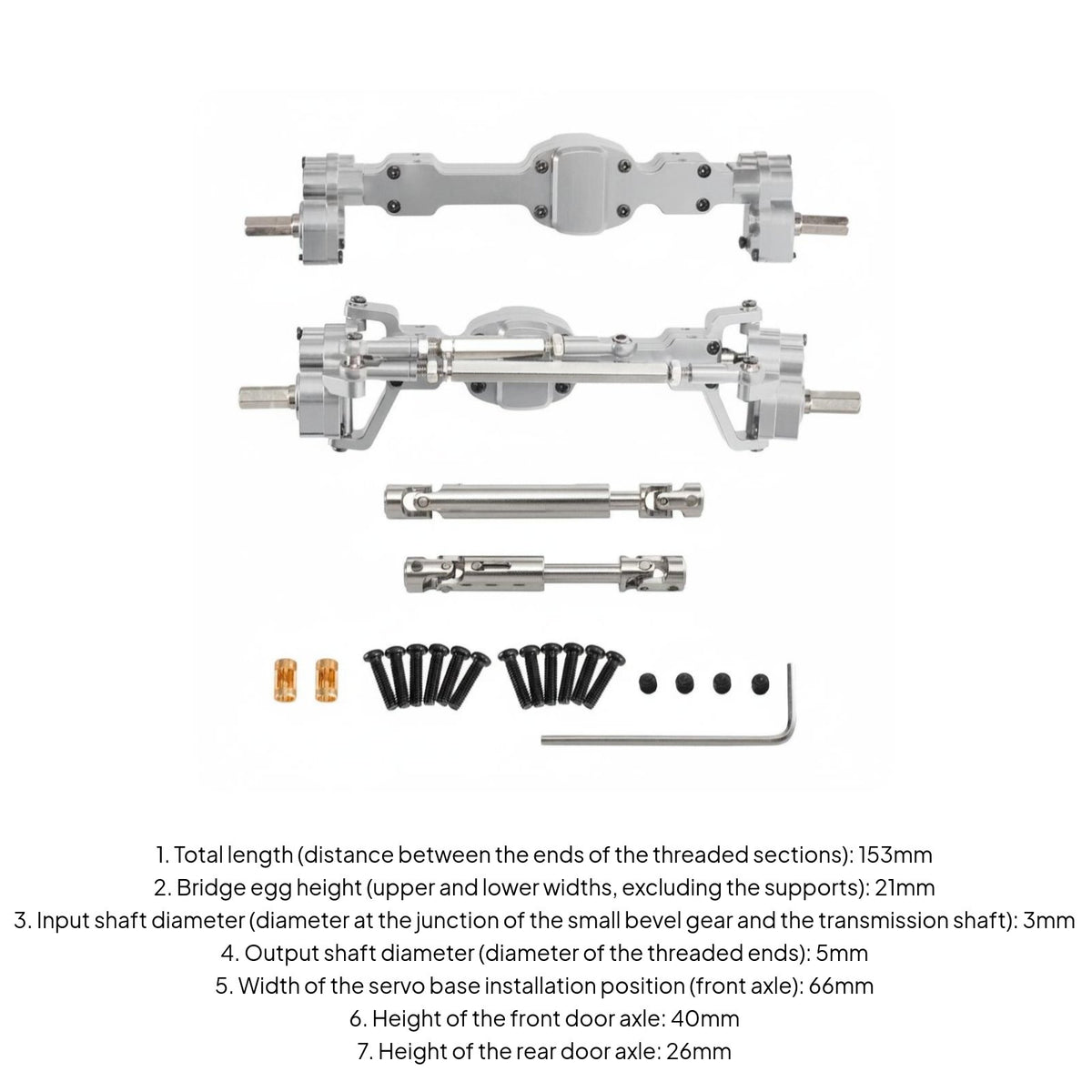 Metal Elevated Axle Kit Easy Installation RC Car Front Rear Elevated Axles Steel Gears RC Car Upgrade Axles for Outdoor Adventure