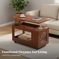 Height-Adjustable Lift-Top Rolling End Table Mobile Design Rolling C-Table Space-Saving Household Furniture Multi-Functional for Small Apartment Dwellers, Home Workers, Students, Living Room, Bedroom