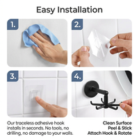 7 Hook Rotating Organizer, Kitchen Utensil Organizer Space Saving, 360° Rotating Under Cabinet Hooks, Wall Mounted Utensil Holder