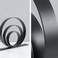 Tabletop Ornament with Concentric Rings Modern Metal Circle Sculpture on Base Decorative Geometric Table Ornament for Entryway