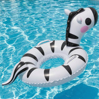 Inflatable Swim Circle with Handles Colorful Zebra Pool Toy for Kids, Young Children, Backyard