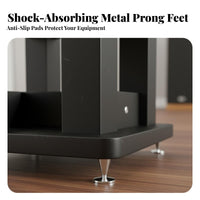 2 Pieces Heavy Duty Steel Construction Floor Standing Speaker Stand Enhanced Stability Floor Speaker Stand Easy Assembly Metal Audio Pedestal Shock Absorbing for Audiophiles, Home Theater Enthusiasts, Living Room