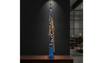 Engraved B and B Straight Soprano Saxophone Gold-Tone Soprano Saxophone with Carrying Case Brass Woodwind Compact for Students, Beginners, Practice, Performance