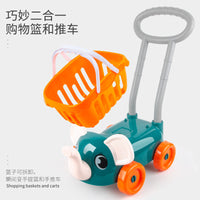 Kids Shopping Cart Toy with Fruit Cutting Play Set